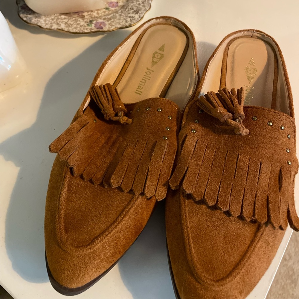 Fringe Slip On Loafers/Mules
